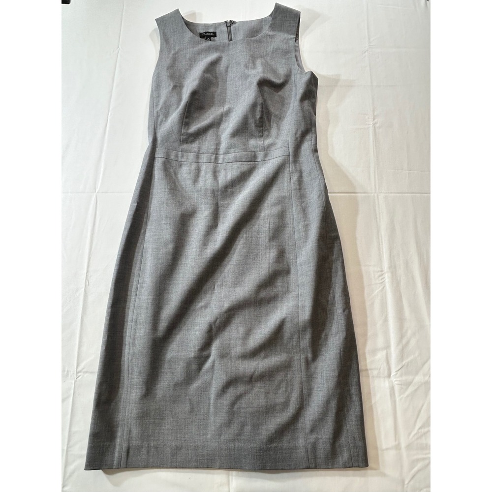 Talbots Womens Gray Sleeveless Sheath Career Dress Size 2 Scoop Neck Lined